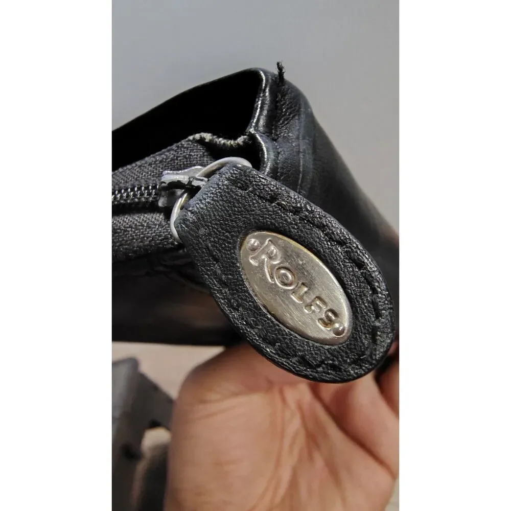 Rolfs Black Leather tri fold‎ multi compartment wallet